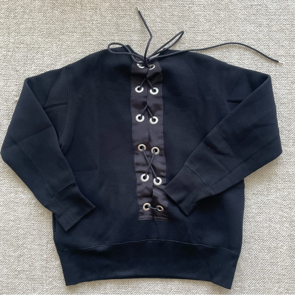 Sacai Black Sweatshirt – Size 4, Lace Tie Back Detail